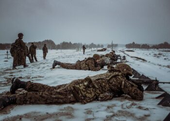 Nowa Dęba.  Estońscy oficerowie na poligonie.
