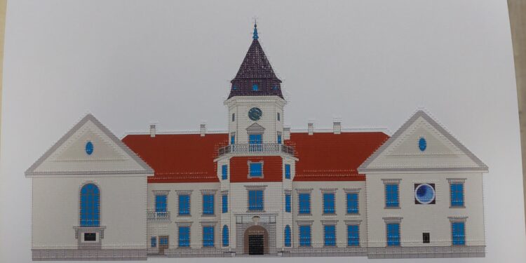 Tarnobrzeg, region. Zamek Tarnowskich w przewodniku turystycznym dla niewidomych.