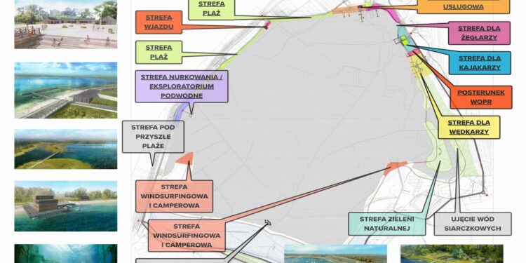 Tarnobrzeg. Gejzery, trakt podwodny, restauracja-barka. Jest koncepcja dalszego zagospodarowania Jeziora Tarnobrzeskiego.