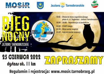 Tarnobrzeg. Bieg nocny wokół Jeziora Tarnobrzeskiego.