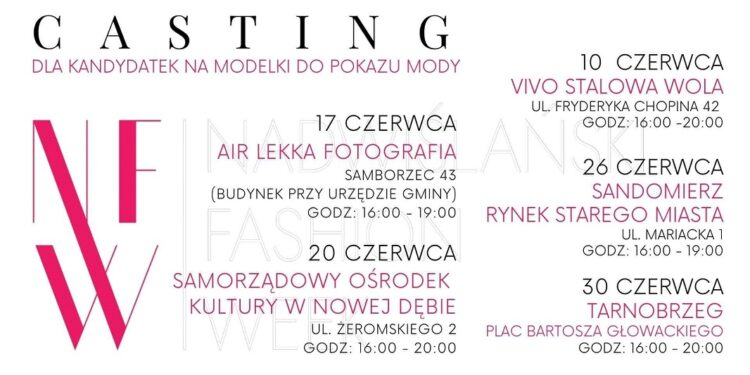 Tarnobrzeg, region. Możesz spróbować swoich sił jako modelka lub model.