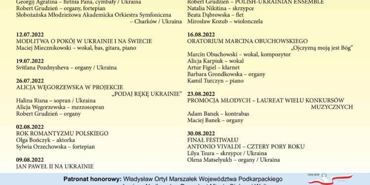 Stalowa Wola: XXXII Międzynarodowy Festiwal Muzyczny Klasztor Braci Mniejszych Kapucynów  Stalowa Wola – Rozwadów 2022