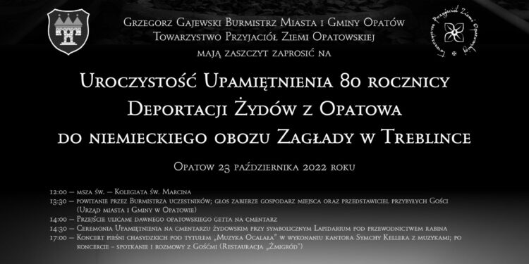 Opatów: Uroczystość upamiętnienia 80. rocznicy zagłady opatowskich Żydów 23 października.