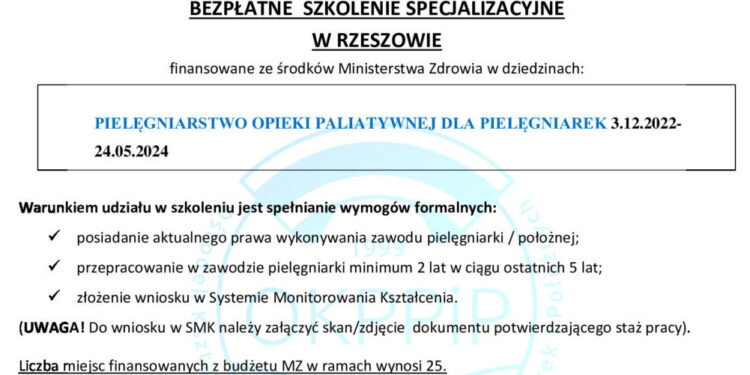 Stalowa Wola: Będą bezpłatne szkolenia dla pielęgniarek chcących pracować w hospicjum