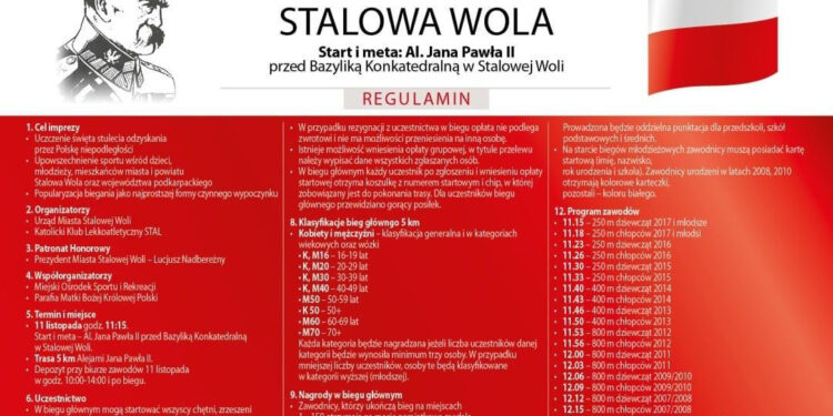 Stalowa Wola: Weź udział w jubileuszowym biegu niepodległości