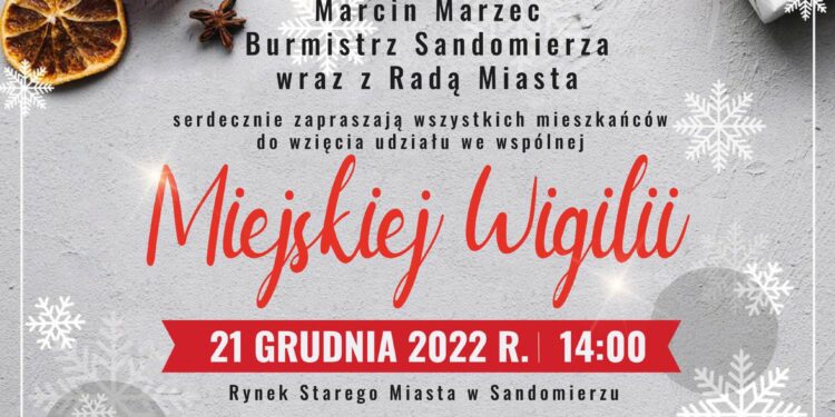 Sandomierz: Miejska wigilia w środę o 14 00.
