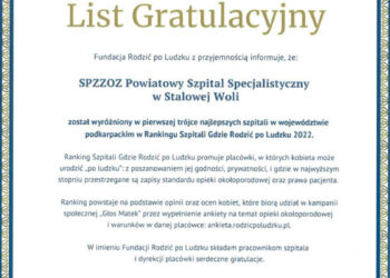 Stalowa Wola: Stalowowolski szpital w pierwszej trójce na Podkarpaciu w rankingu 'Rodzić po ludzku’.