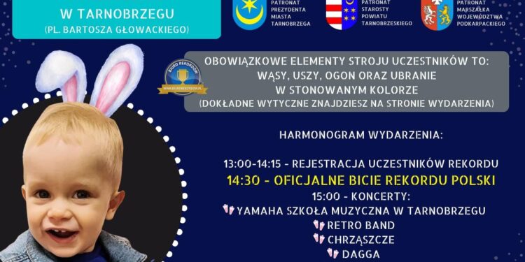 Tarnobrzeg. Rekord Polski w największej liczbie osób przebranych za króliki.