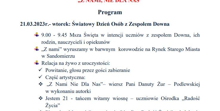 Sandomierz: „Z nami, nie dla nas” – obchody Światowego Dnia Zespołu Downa.