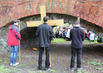 Tarnobrzeg. Droga krzyżowa w parku dzikowskim.