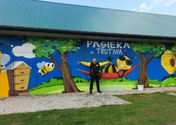 Zabrnie. Pasieka u Trutnia zaprasza. Gigantyczna pszczoła, wielki miś – ul i wiele więcej.