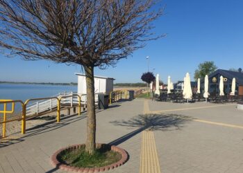 Tarnobrzeg. Początek sezonu nad Jeziorem Tarnobrzeskim. Pierwsi goście już o poranku.