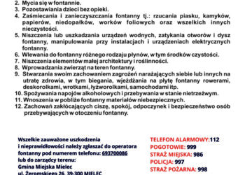 Mielec: Mielecki magistrat przypomina  o obowiązującym regulaminie korzystania z fontanny