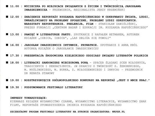 Sandomierz: W sobotę Festiwal Literatury.