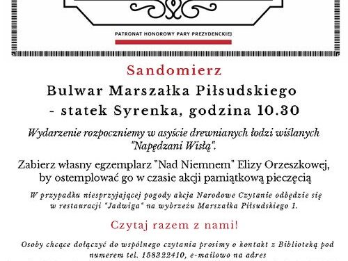 Sandomierz: „Narodowe Czytanie” na bulwarze