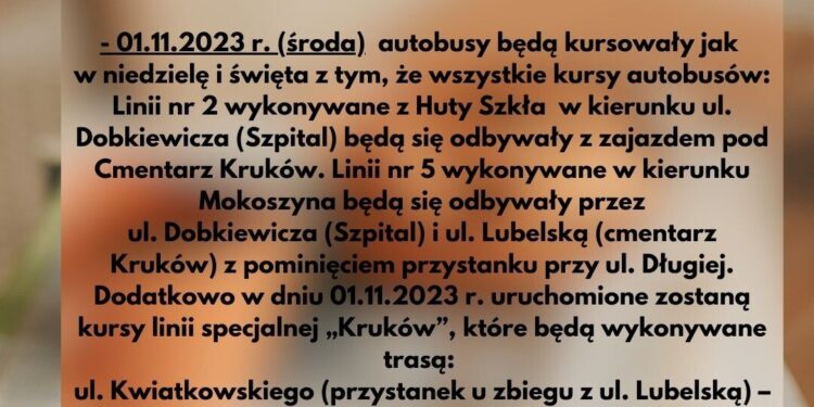 Sandomierz: Rozkład jazdy komunikacji miejskiej w okresie świątecznym.