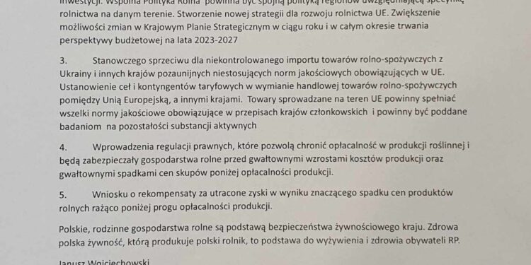 Sandomierz: Powiat wspiera protestujących rolników.