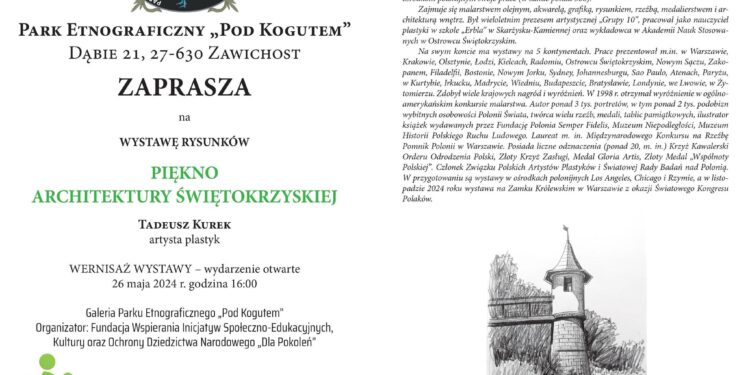 Dąbie: Wernisaż wystawy rysunków Tadeusza Kurka „Piękno architektury świętokrzyskiej”.