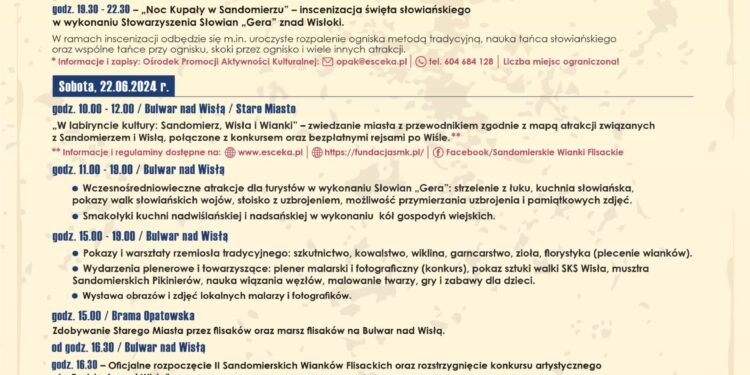 Sandomierz: Sobota – drugi dzień Wianków Flisackich.