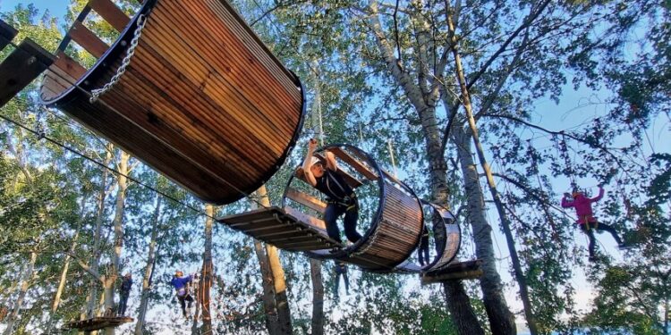 Tarnobrzeg: Park linowy nad jeziorem