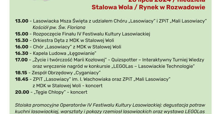 Stalowa Wola: W niedzielę finał Festiwalu Kultury Lasowiackiej
