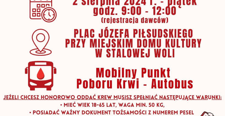 Stalowa Wola: Już w ten piątek  STALOWE KROPLE KRWI