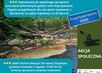 Koprzynica. Spływ kajakowy połączony ze sprzątniem rzeki