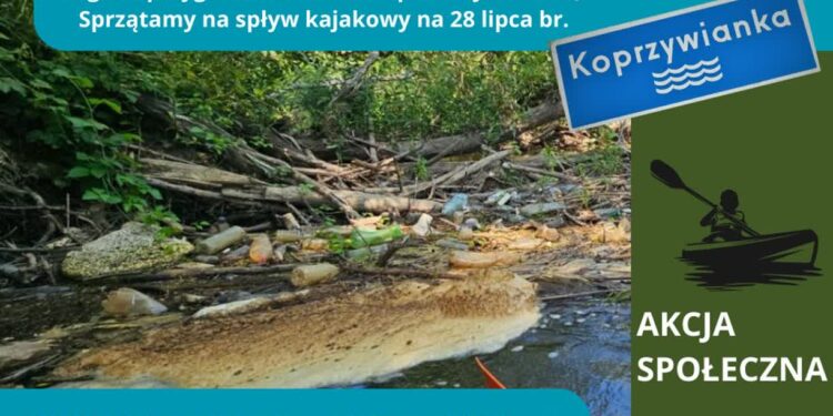 Koprzynica. Spływ kajakowy połączony ze sprzątniem rzeki