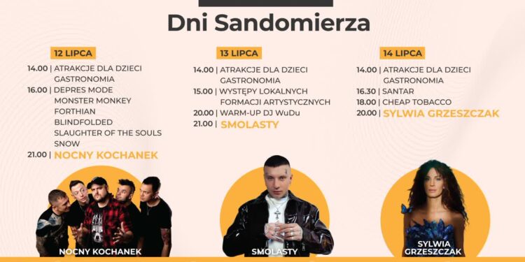 Sandomierz: „Nocny Kochanek”, „Smolasty” i Sylwia Grzeszczak gwiazdami Dni Sandomierza.