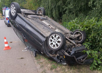 Skowierzyn: Dachowanie Samochodu