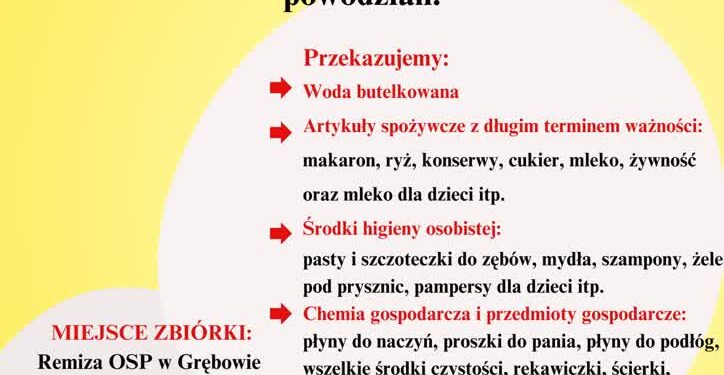 Grębów: OSP Grebów – trwa zbiórka dla powodzian.