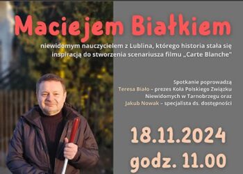 Tarnobrzeg: Maciej Białek, niewidomy podróżnik, nauczyciel historii odwiedzi bibliotekę