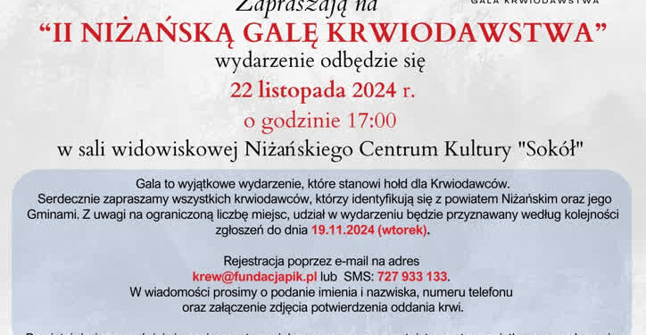 Nisko: W piątek II Niżańska Gala Krwiodawstwa