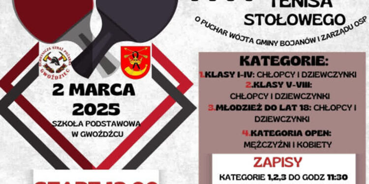 Gwoździec: Czas na turniej tenisa stołowego – rozgrywki już 2 marca