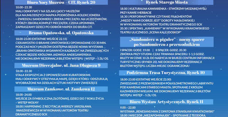 Sandomierz: Zbliża się Noc Muzeów (MAMY PROGRAM SCK)
