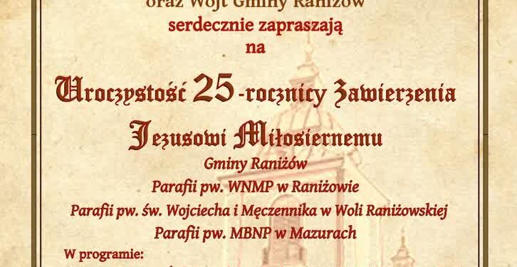 Raniżów: Rocznica zawierzenia całej Gminy Jezusowi Miłosiernemu