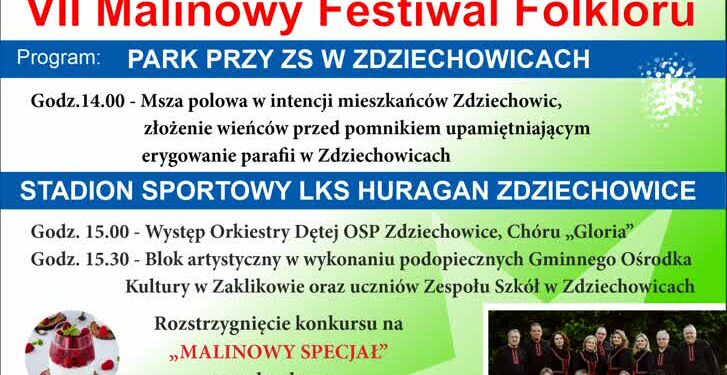 Zaklików: VII Malinowy Festiwal Folkloru odbędzie się 13 lipca w Zdziechowicach