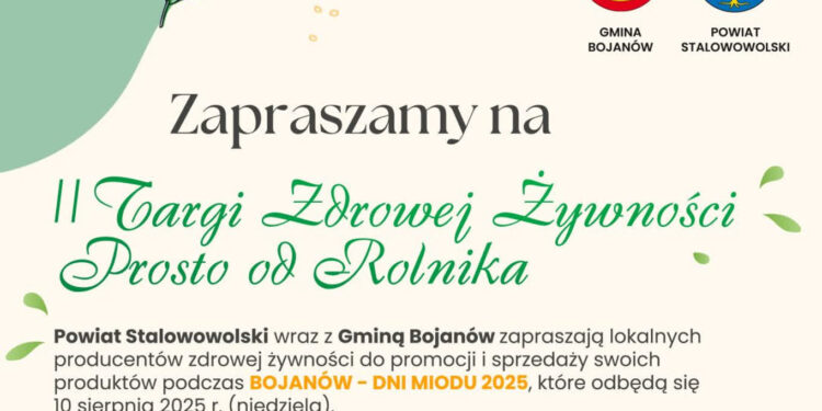 Bojanów: Targi zdrowej żywności odbędą się przy okazji Dni Miodu – trwa przyjmowanie zgłoszeń