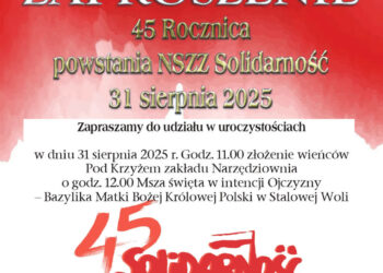 Stalowa Wola: W niedzielę 45. Rocznica powstania NSZZ „Solidarność”