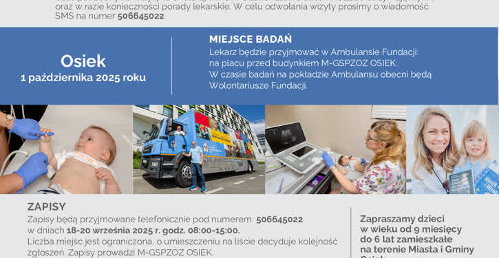 Osiek: Bezpłatne badania USG dzieci