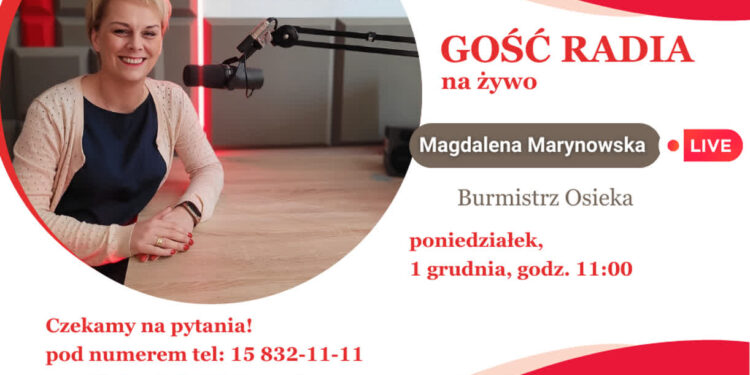 Osiek: W poniedziałek rozmowa na żywo z burmistrz Osieka Magdaleną Marynowską