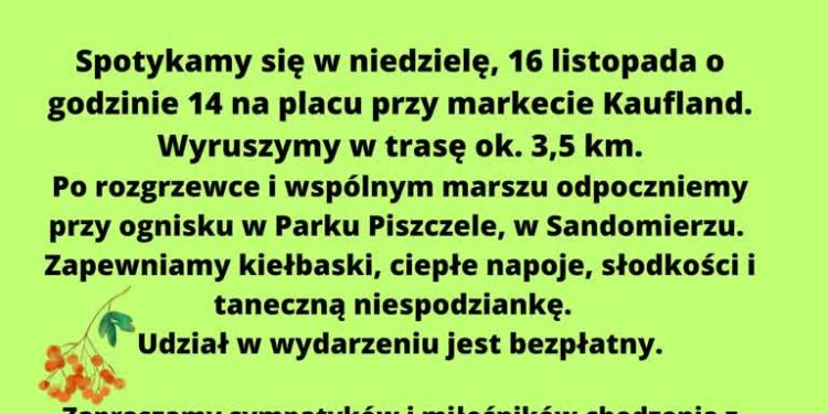 Sandomierz: KGW Chwałowianki zapraszają na Jesienny Marsz Nordic Walking