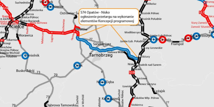 Region: GDDKIA ogłosiła przetarg na koncepcję programową s74 na odcinku Opatów – Nisko