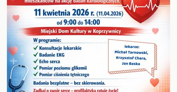 Koprzywnica: W sobotę bezpłatne badania profilaktyczne pod hasłem „Serce dla Koprzywnicy”