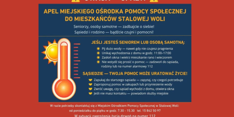 Stalowa Wola: Uwaga na upały! – ostrzega i apeluje stalowowolski MOPS