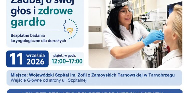 Tarnobrzeg. Bezpłatne badania laryngologiczne w tarnobrzeskim szpitalu